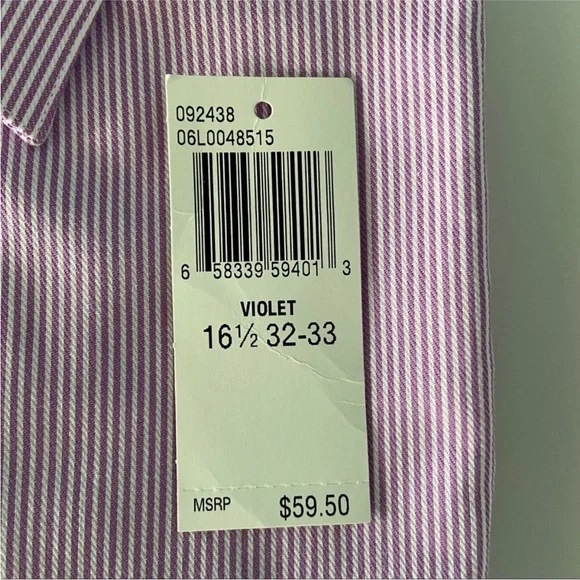 NWT Perry Ellis Purple Striped Dress Shirt - Picture 9 of 11